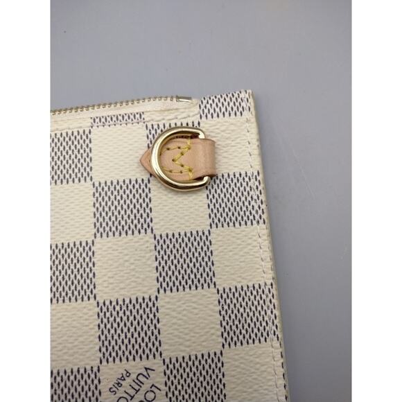 Louis Vuitton Damier Azur Neverfull MM GM Wristlet Pouch Cream Gray - Picture 3 of 8